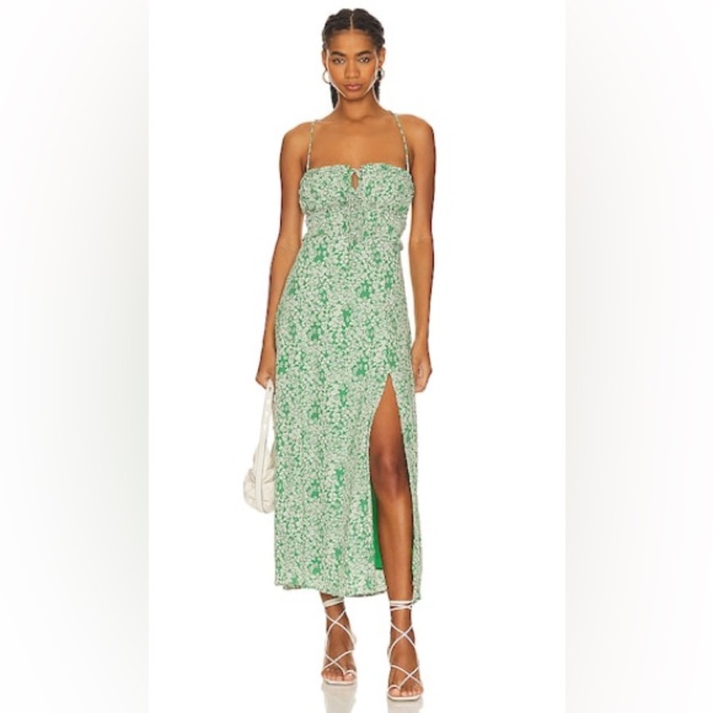 ASTR THE LABEL Amalea Floral Midi Dress Size Small in green - Picture 1 of 8